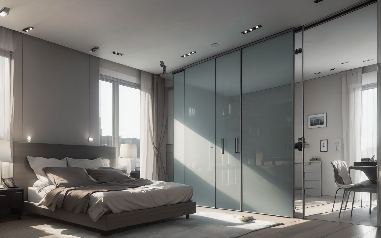 Раздвижные перегородки со встроенными шкафами: система движения