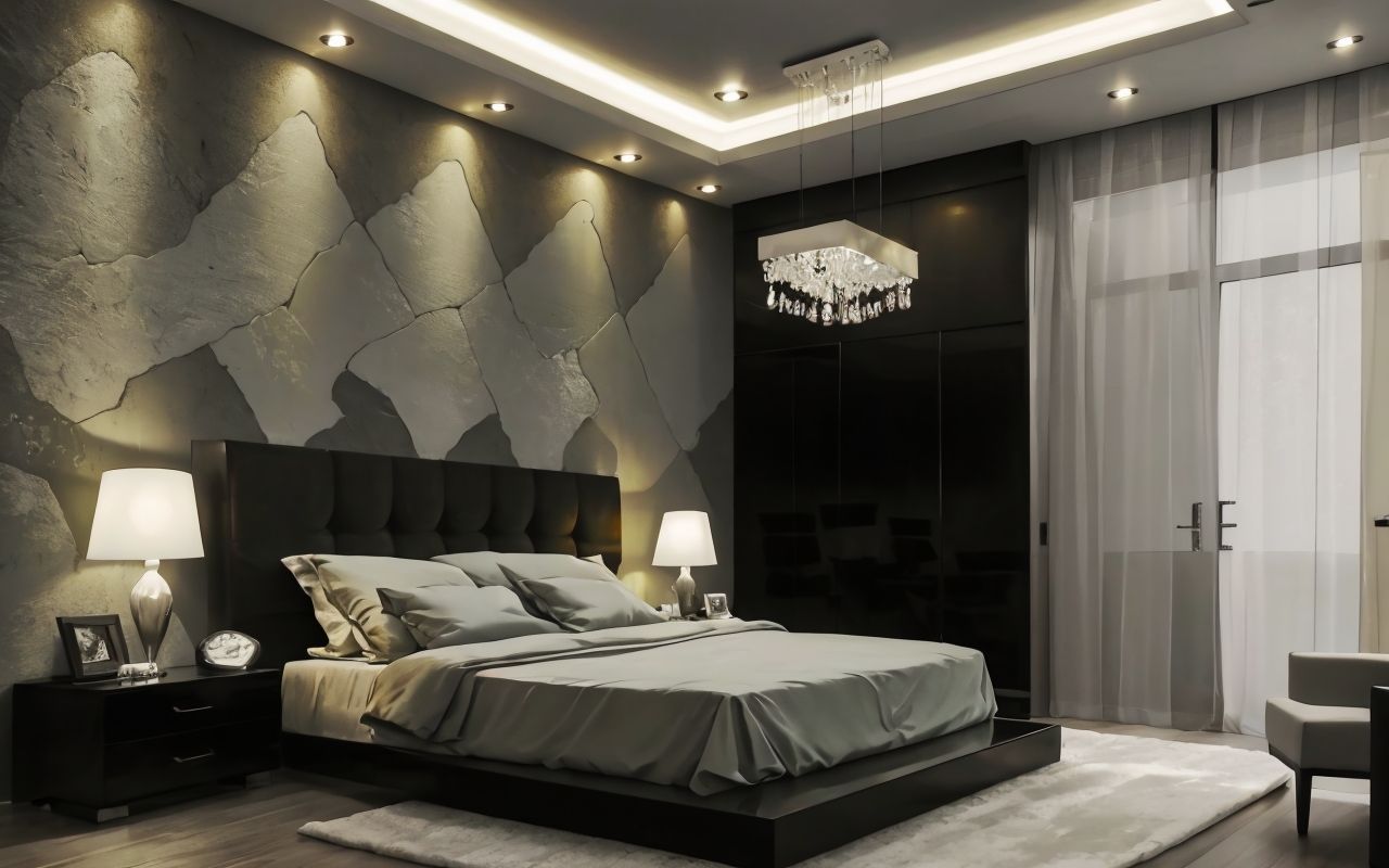 Акцентная стена за кроватью: материалы и идеи