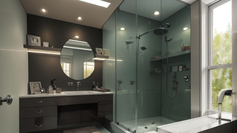 Угловые полки в душевой кабине: безопасные материалы