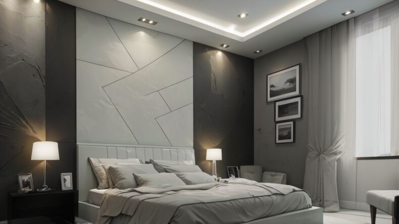 Текстурированные стены в спальне: штукатурка и декоративные покрытия
